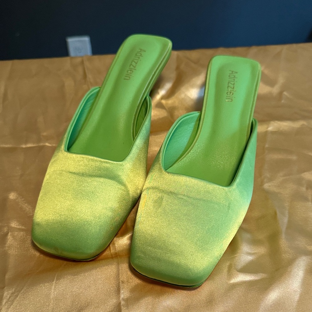 Adrienne Lime Green Mules